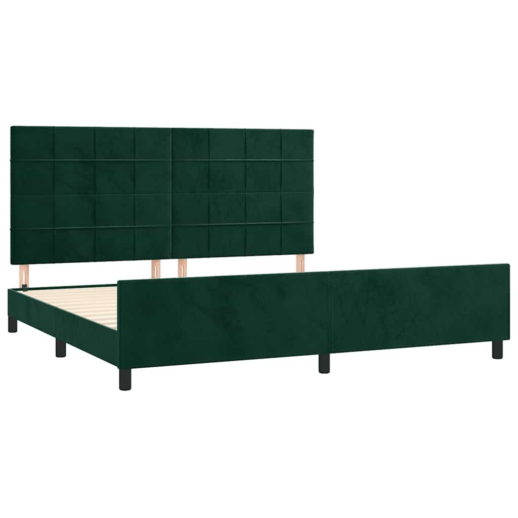 sötétzöld bársony ágykeret matrac nélkül 200x200 cm