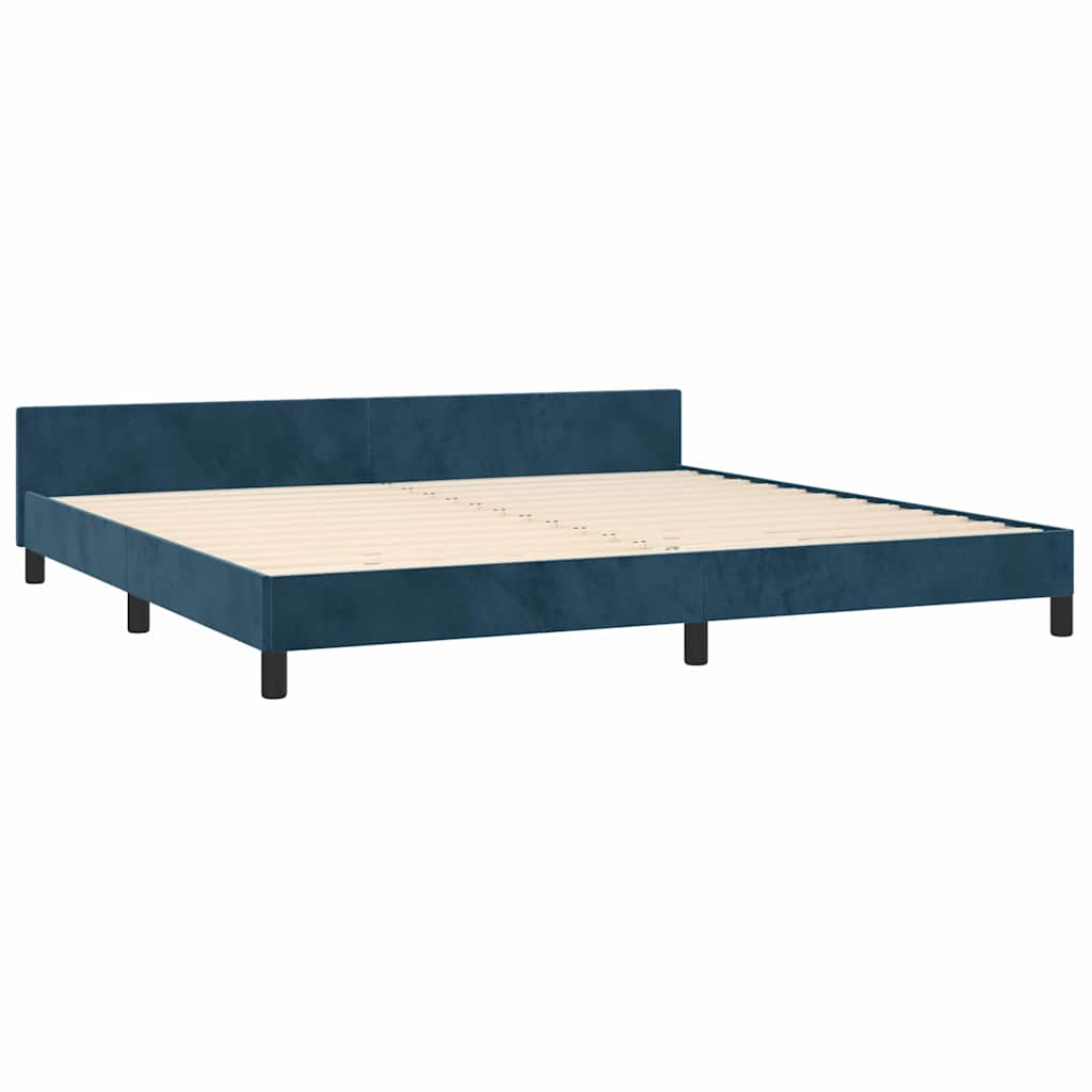 sötétkék bársony ágykeret matrac nélkül 200x200 cm