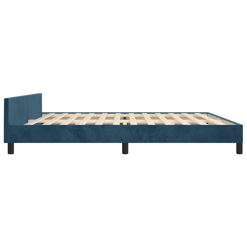 sötétkék bársony ágykeret matrac nélkül 200x200 cm