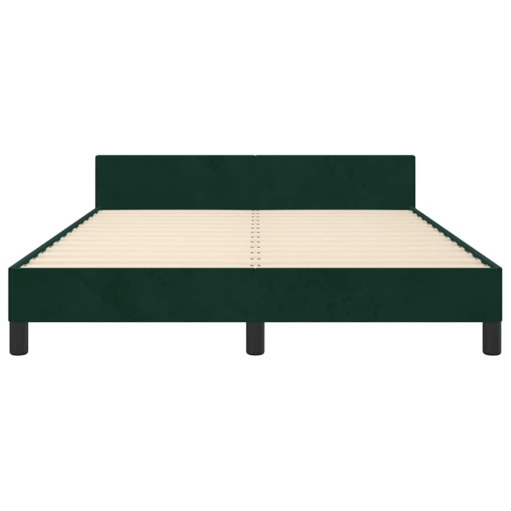 sötétzöld bársony ágykeret matrac nélkül 140 x 200 cm