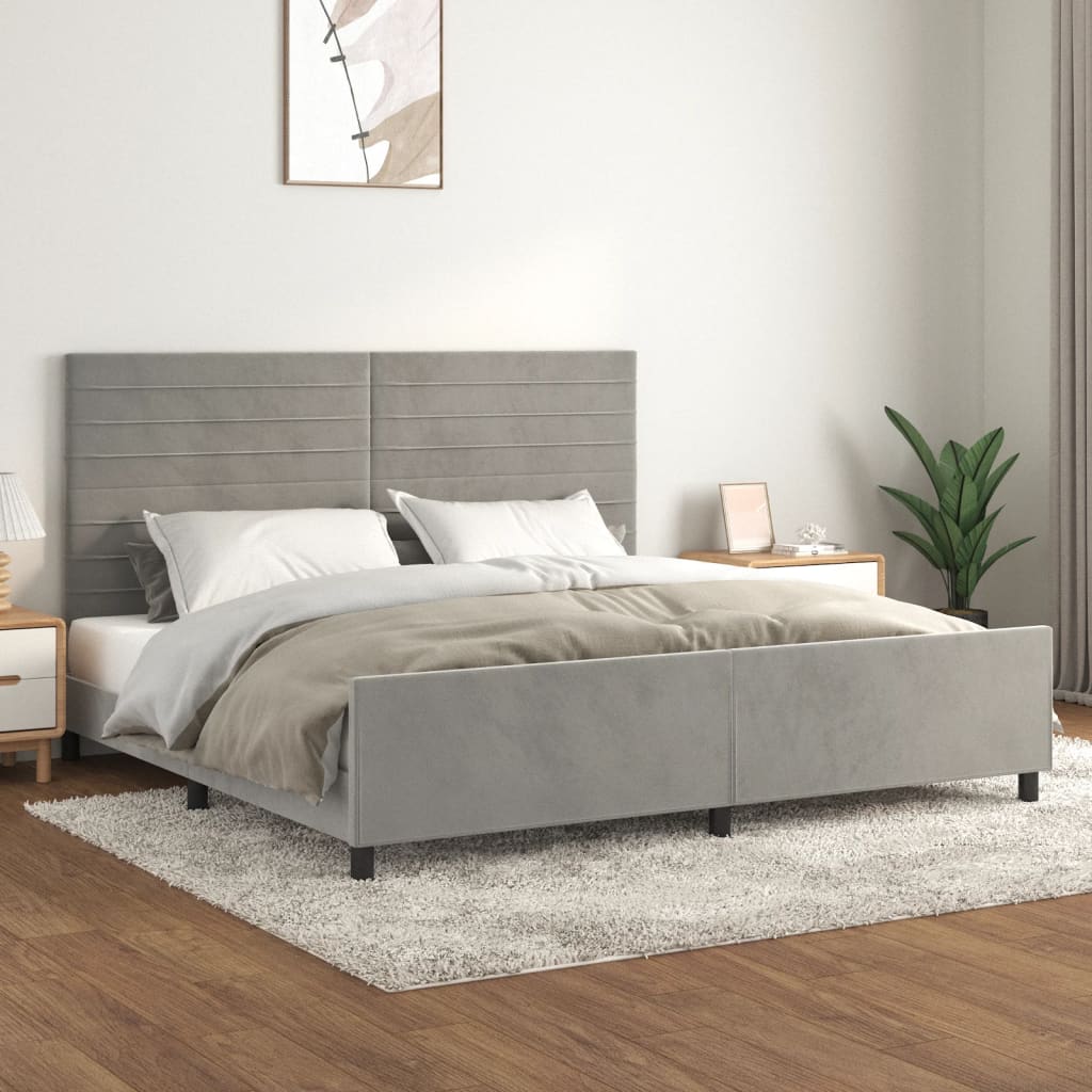 világosszürke bársony ágykeret matrac nélkül 200 x 200 cm