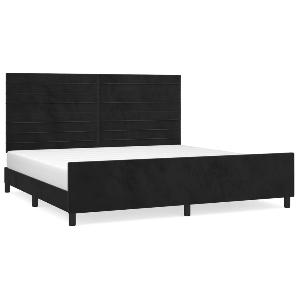 fekete bársony ágykeret matrac nélkül 200 x 200 cm