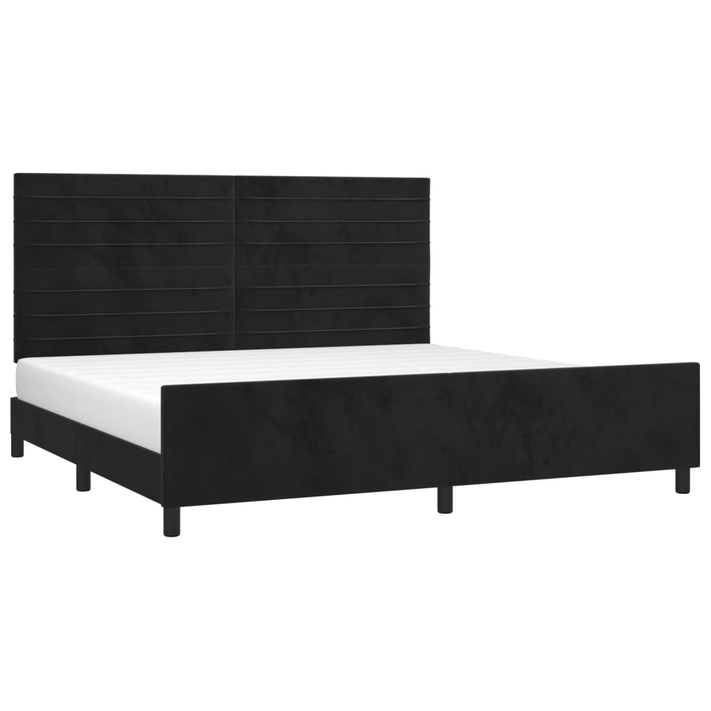 fekete bársony ágykeret matrac nélkül 200 x 200 cm