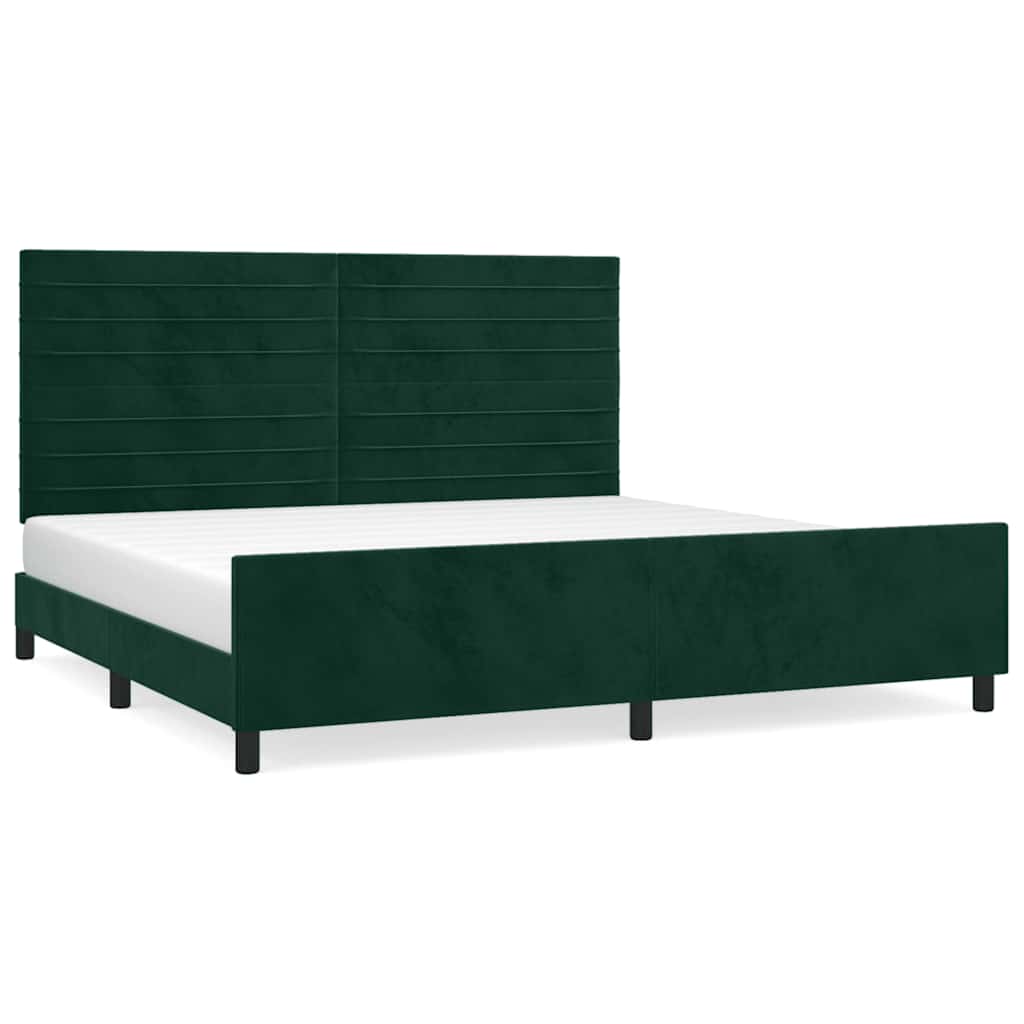 sötétzöld bársony ágykeret matrac nélkül 200x200 cm