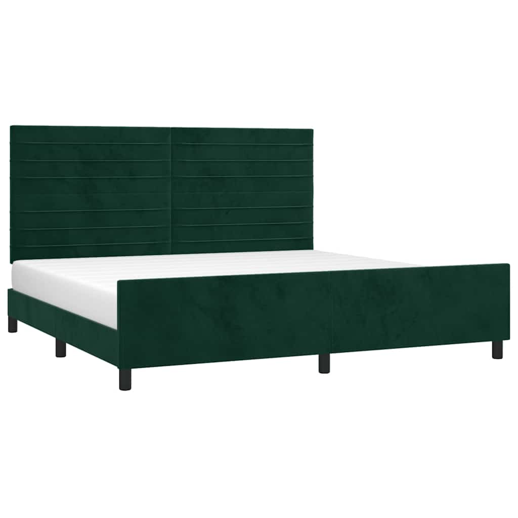 sötétzöld bársony ágykeret matrac nélkül 200x200 cm
