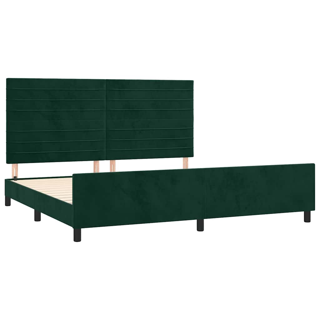 sötétzöld bársony ágykeret matrac nélkül 200x200 cm