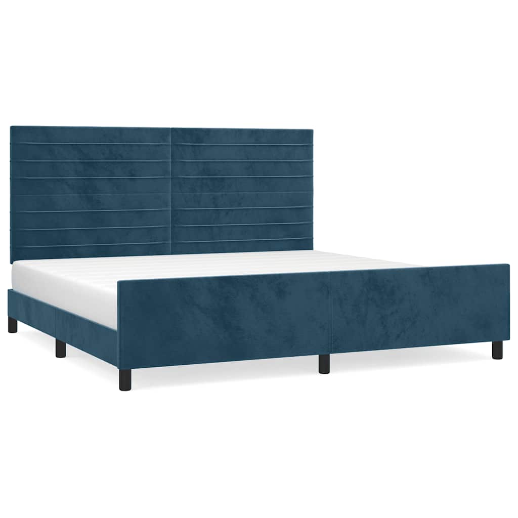 sötétkék bársony ágykeret matrac nélkül 200x200 cm