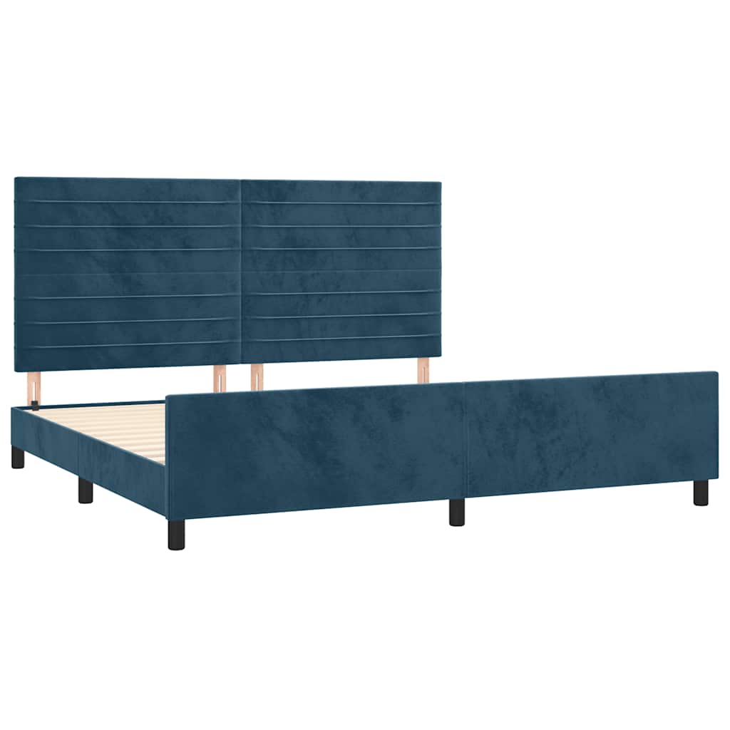 sötétkék bársony ágykeret matrac nélkül 200x200 cm