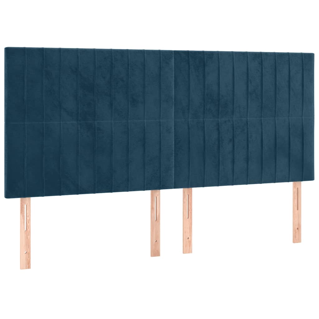 sötétkék bársony ágykeret fejtámlával 180 x 200 cm
