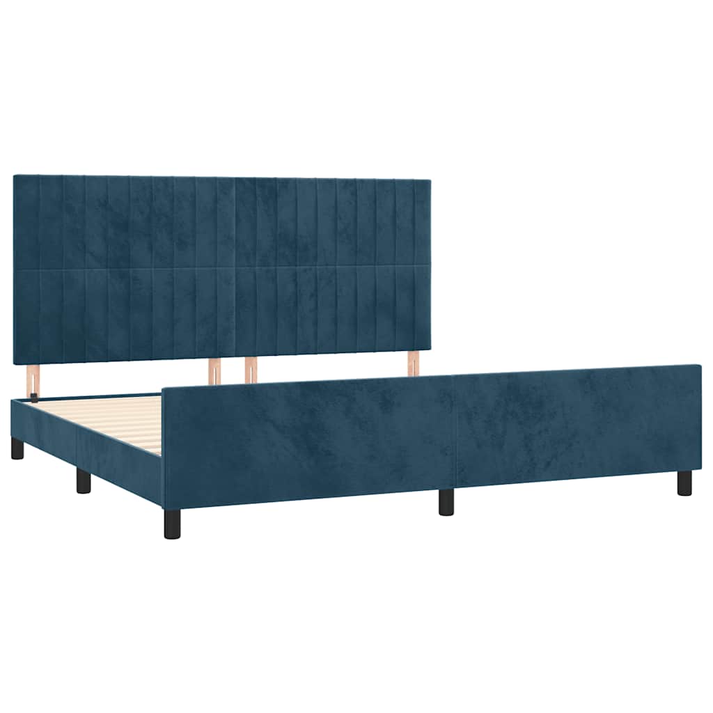 sötétkék bársony ágykeret matrac nélkül 200x200 cm