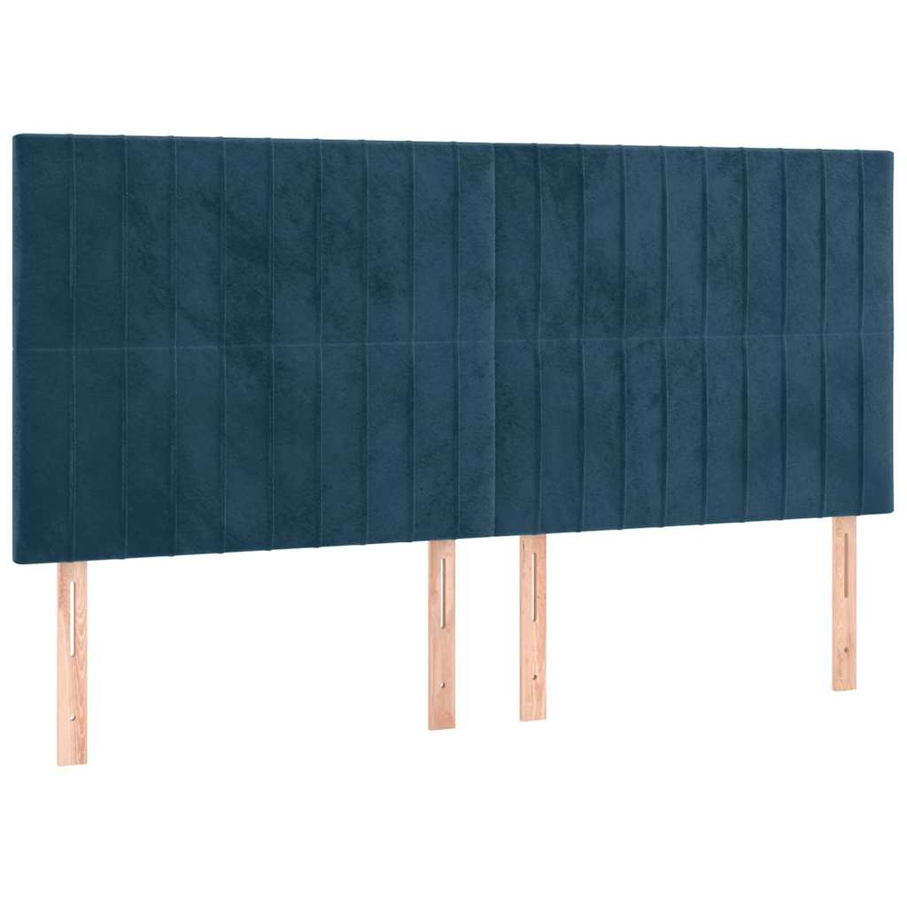 sötétkék bársony ágykeret matrac nélkül 200x200 cm