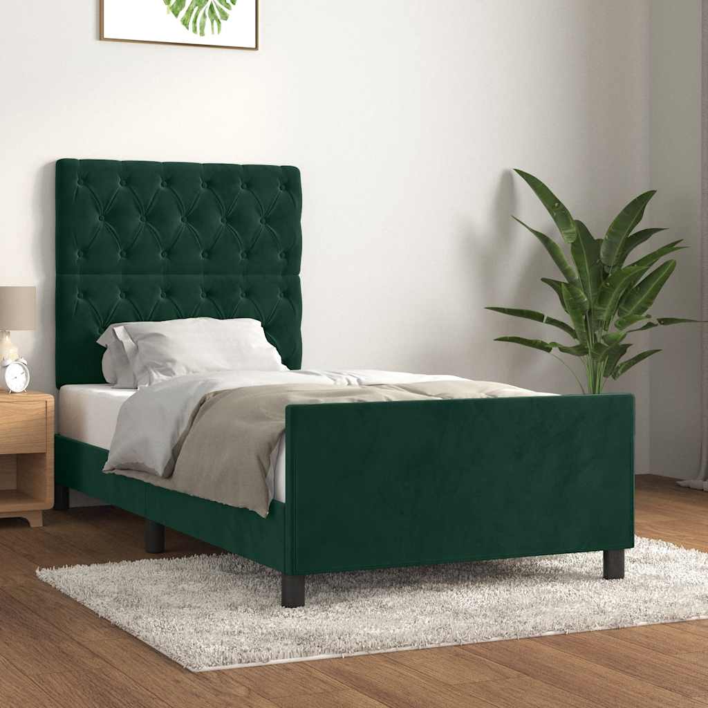 sötétzöld bársony ágykeret matrac nélkül 80 x 200 cm