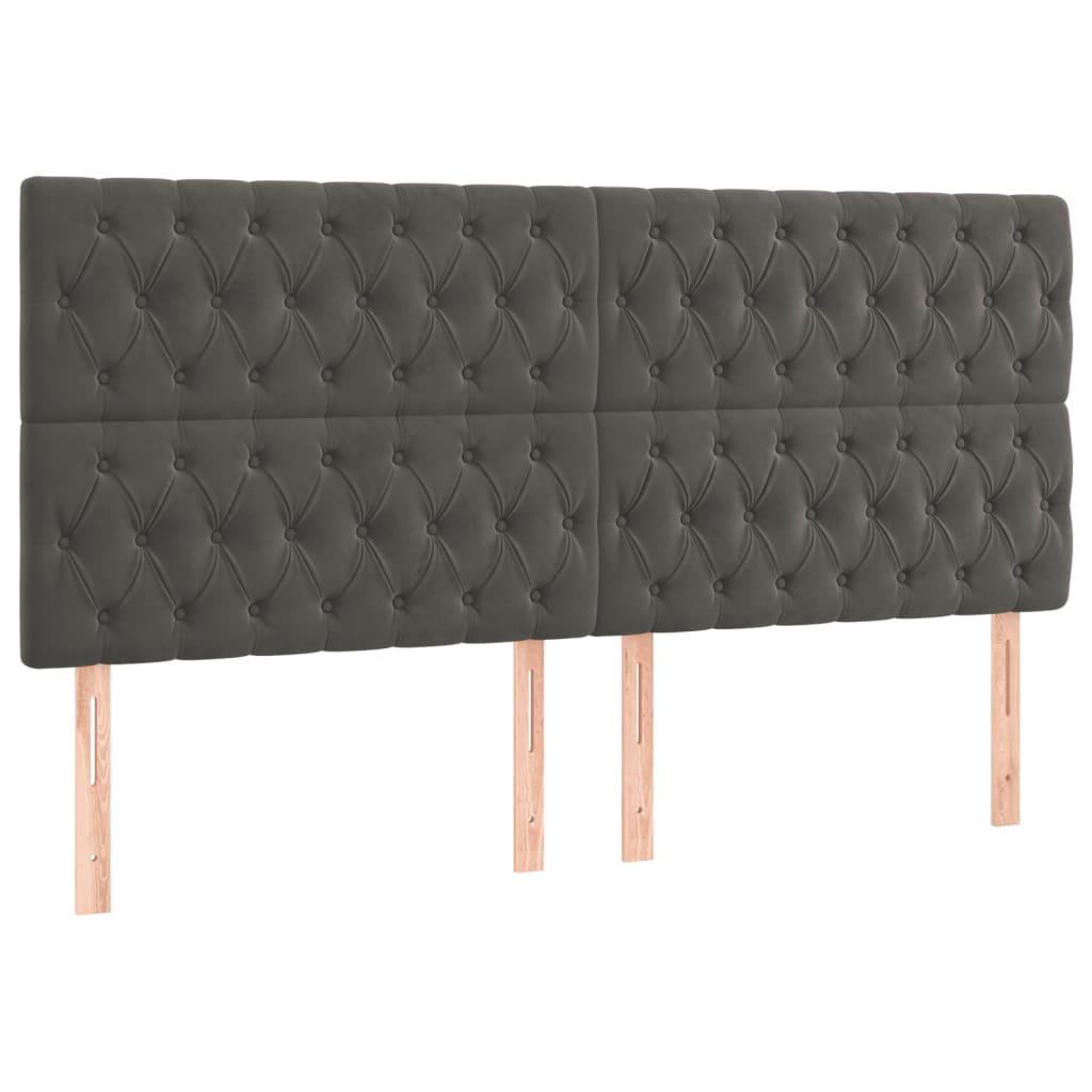sötétszürke bársony ágykeret matrac nélkül 200 x 200 cm