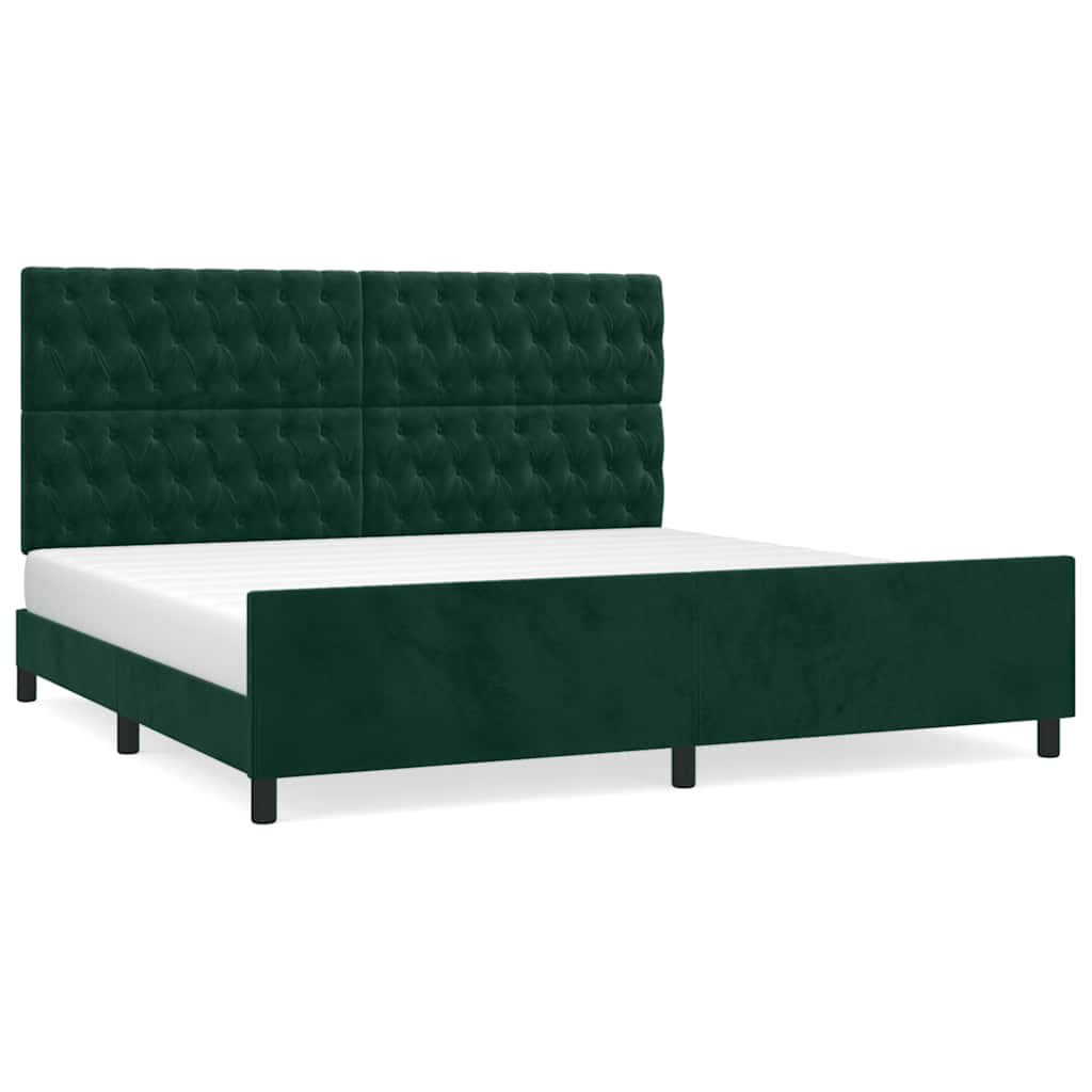 sötétzöld bársony ágykeret matrac nélkül 200x200 cm