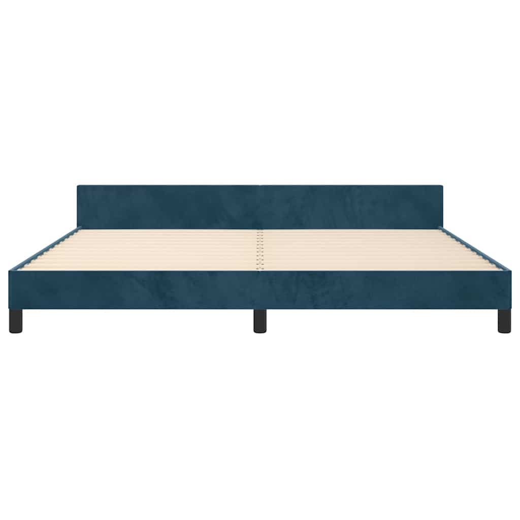 sötétkék bársony ágykeret matrac nélkül 200x200 cm