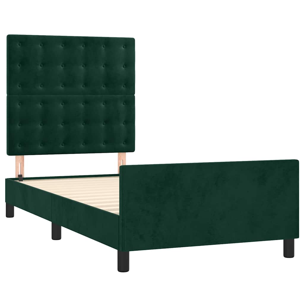 sötétzöld bársony ágykeret matrac nélkül 80 x 200 cm