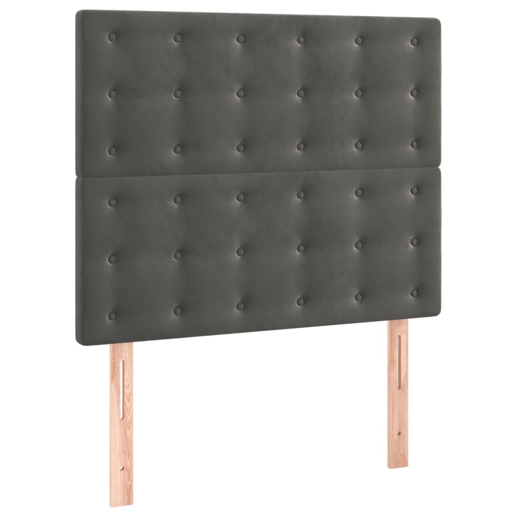 sötétszürke bársony ágykeret matrac nélkül 90x190 cm