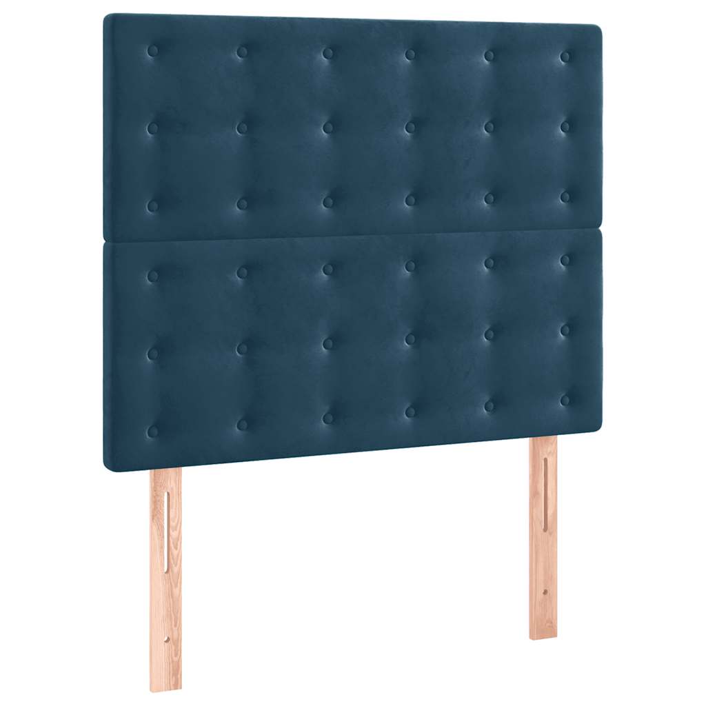 sötétkék bársony ágykeret matrac nélkül 90x200 cm