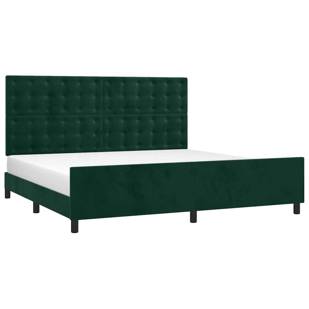 sötétzöld bársony ágykeret matrac nélkül 200x200 cm