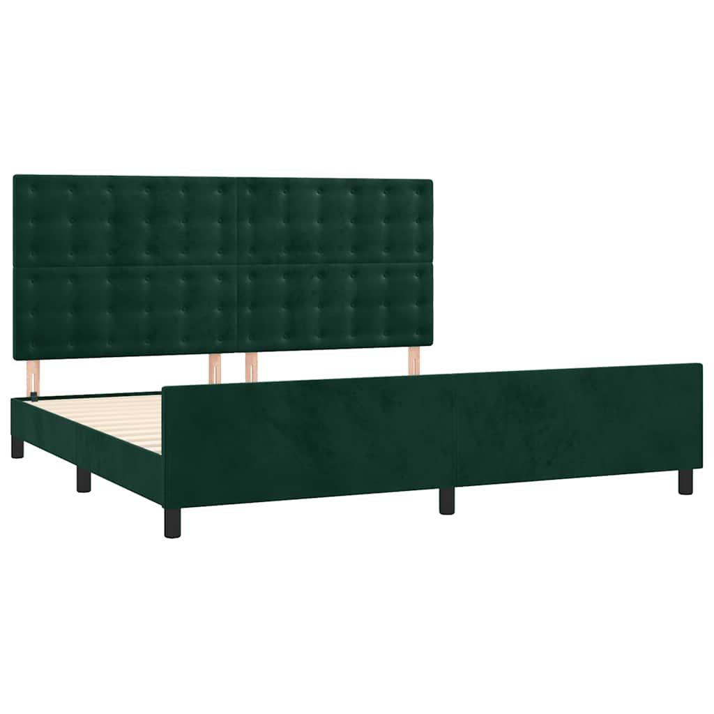 sötétzöld bársony ágykeret matrac nélkül 200x200 cm