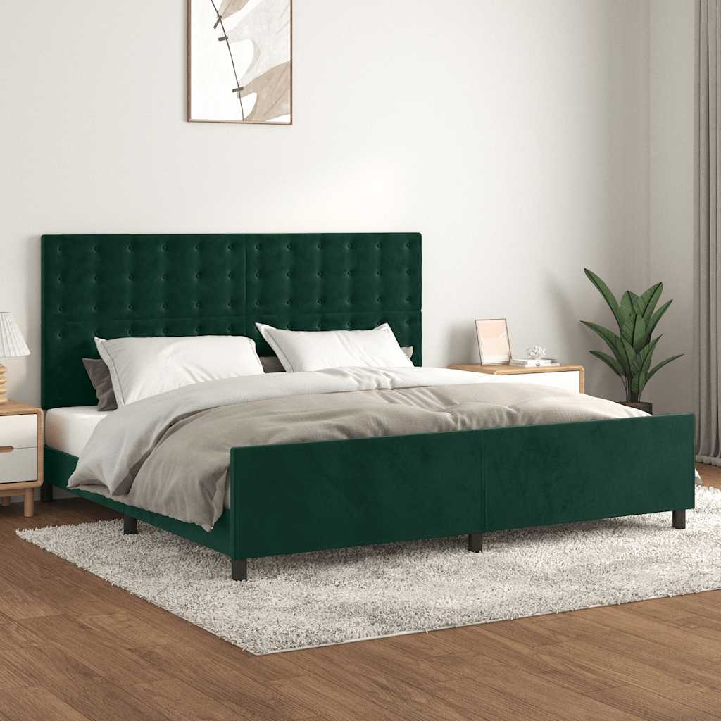 sötétzöld bársony ágykeret matrac nélkül 200x200 cm