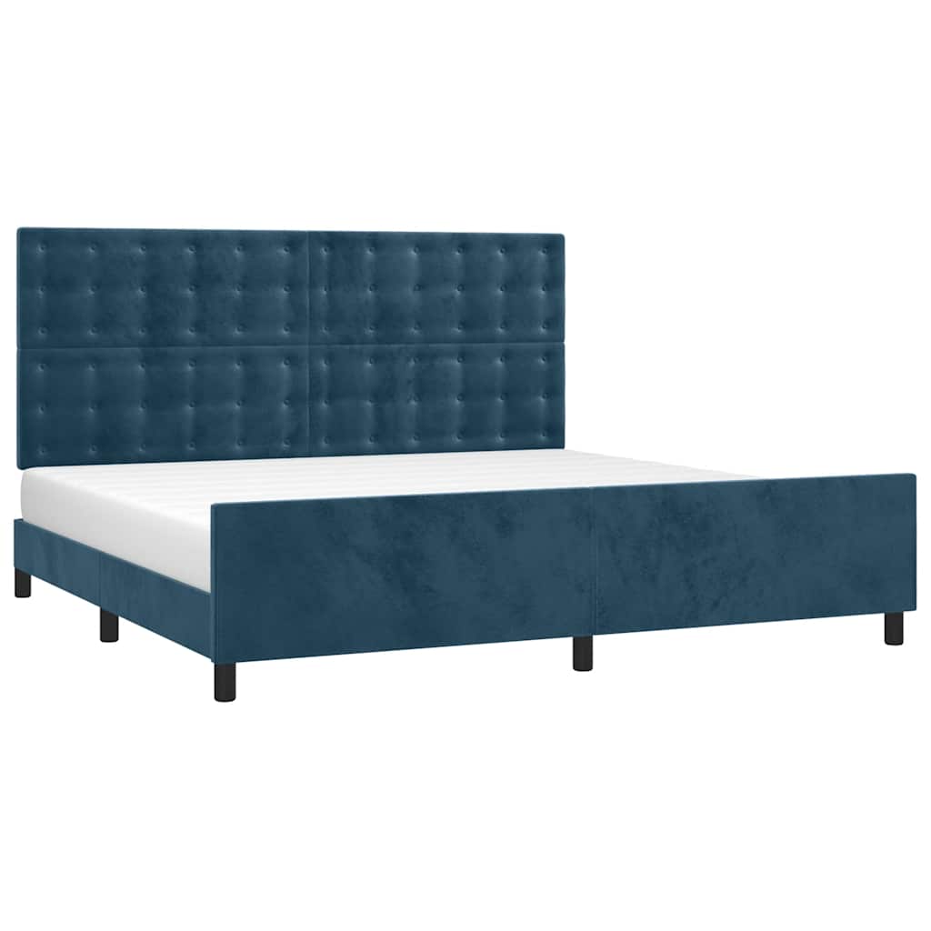 sötétkék bársony ágykeret matrac nélkül 200x200 cm