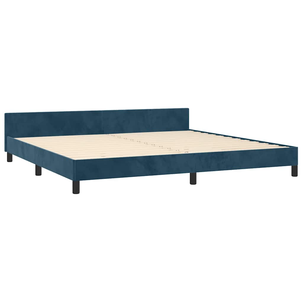 sötétkék bársony ágykeret matrac nélkül 200x200 cm