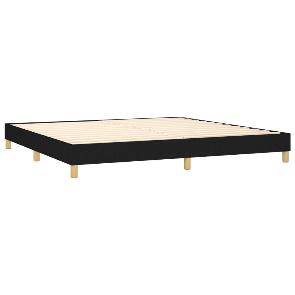 fekete szövet rugós ágy matraccal 200 x 200 cm