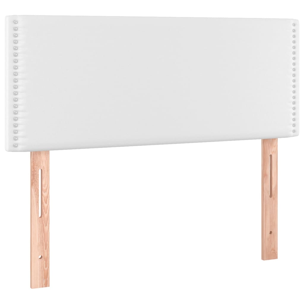 fehér műbőr rugós ágy matraccal 100 x 200 cm
