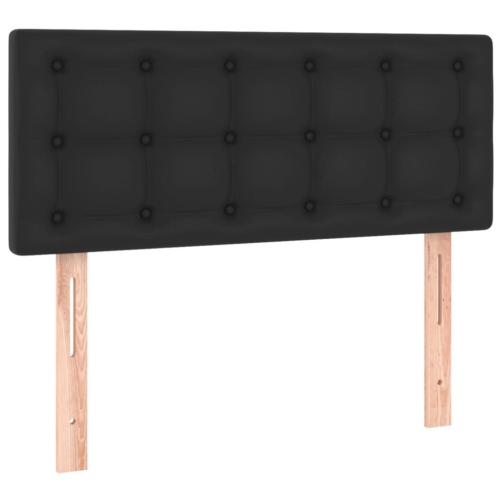 fekete műbőr rugós ágy matraccal 80 x 200 cm