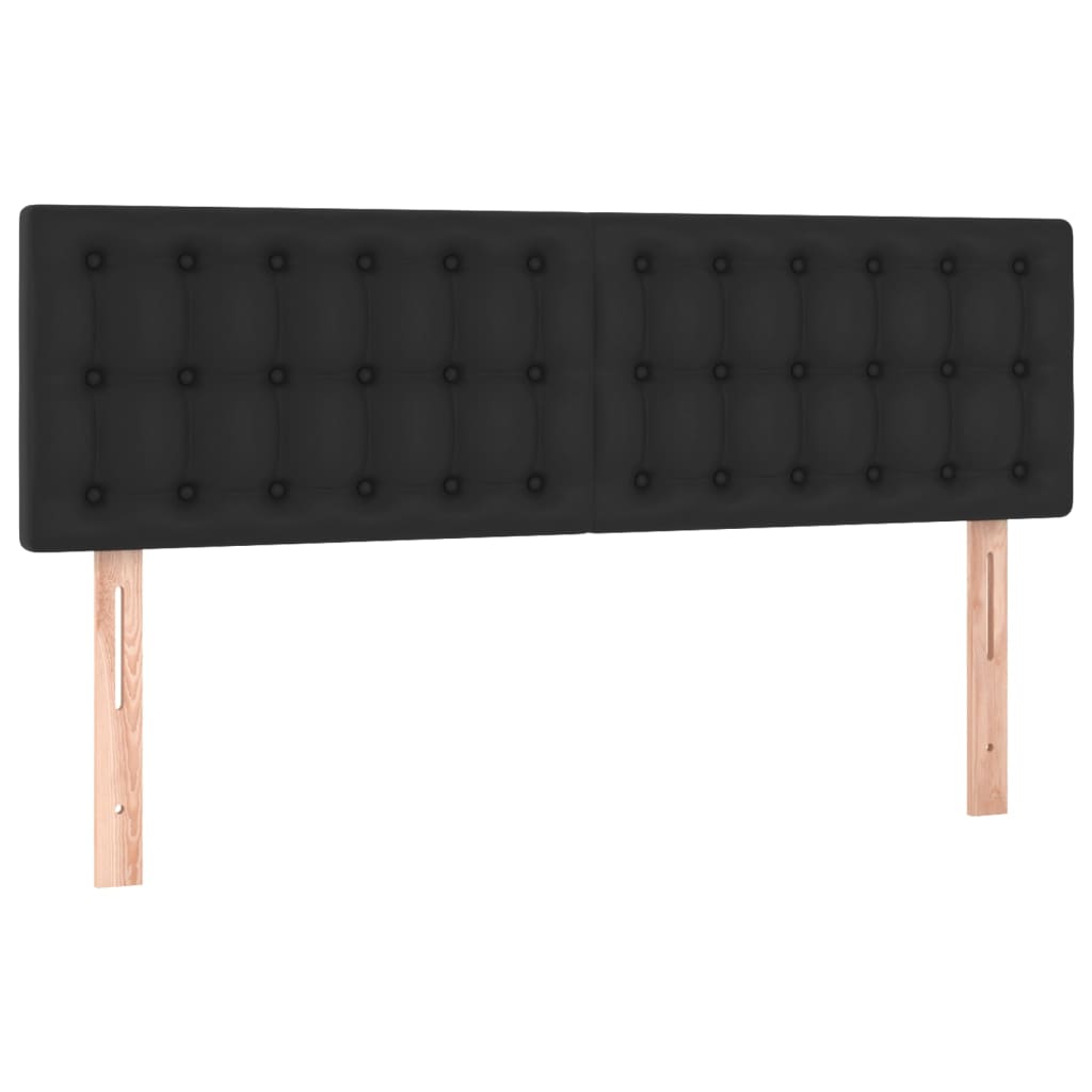 fekete műbőr rugós ágy matraccal 140 x 190 cm