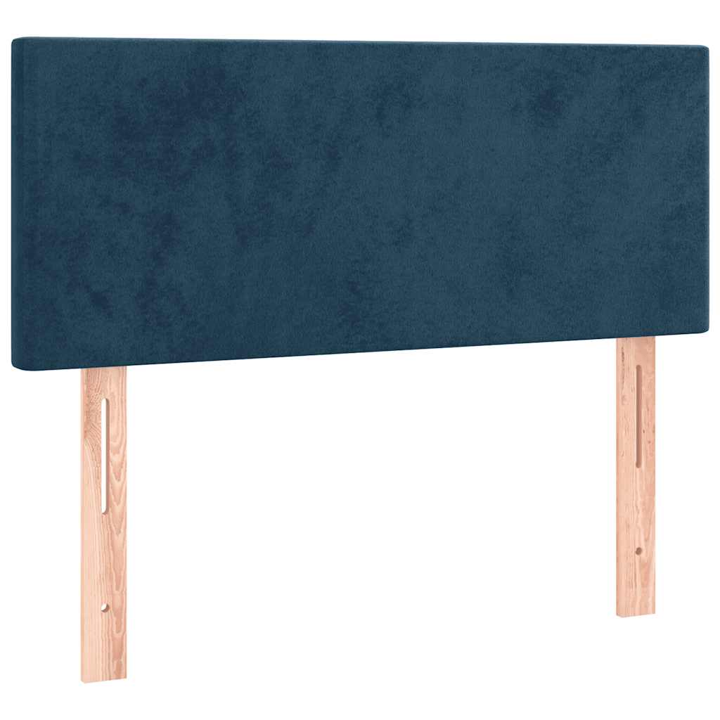 sötétkék bársony rugós ágy matraccal 90 x 200 cm