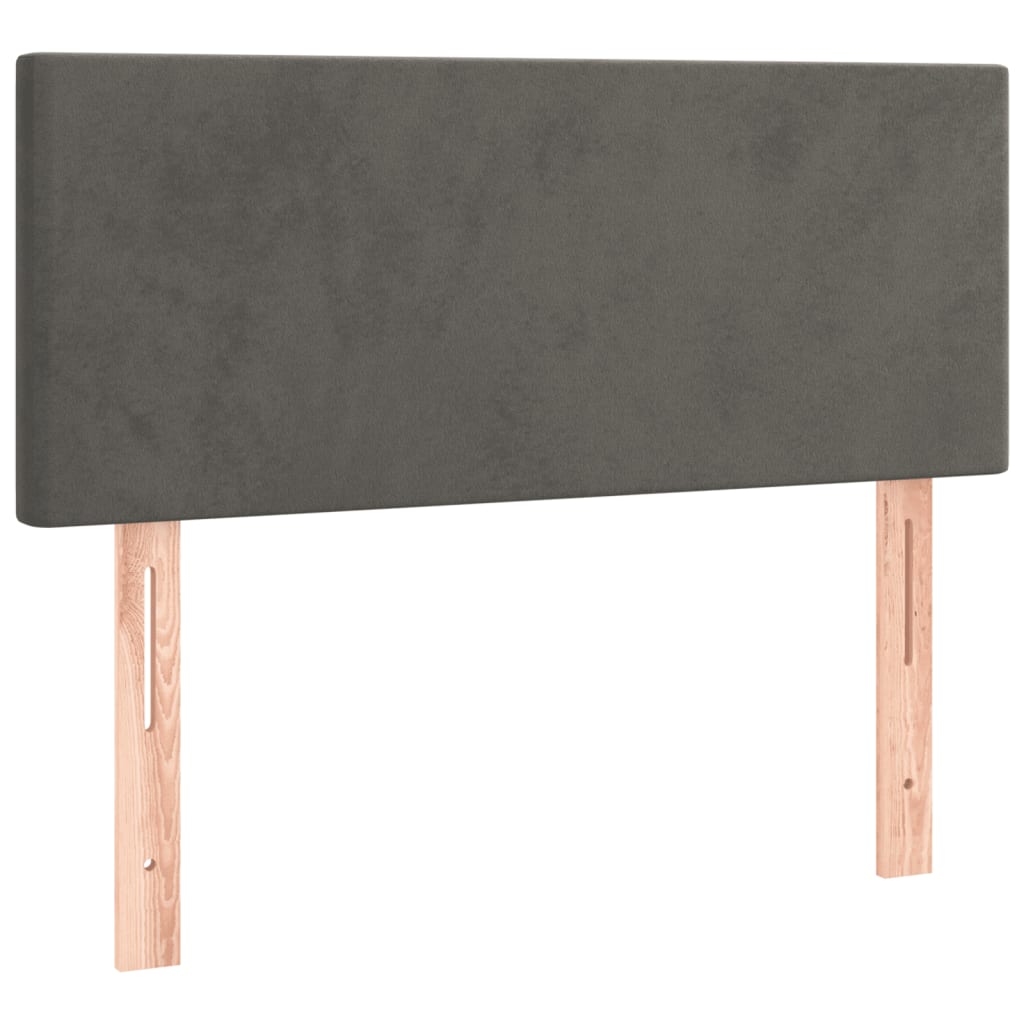 sötétszürke bársony rugós ágy matraccal 100 x 200 cm