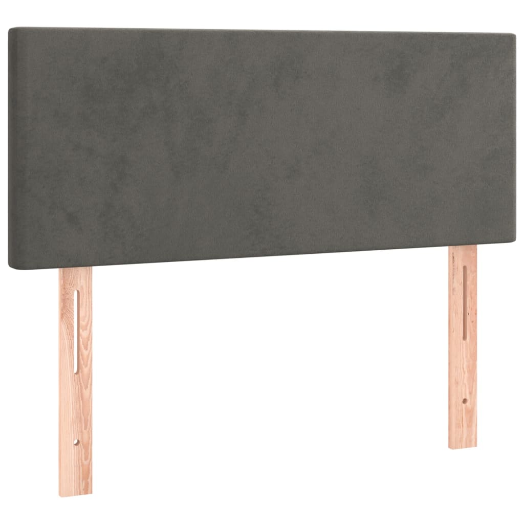 sötétszürke bársony rugós ágy matraccal 120 x 200 cm