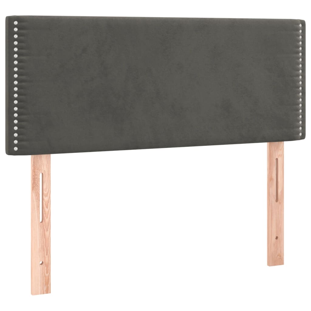 sötétszürke bársony rugós ágy matraccal 120 x 200 cm
