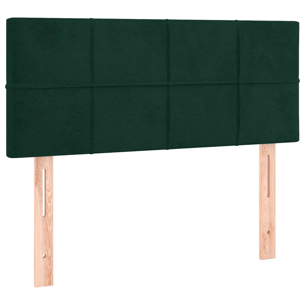 sötétzöld bársony rugós ágy matraccal 90 x 200 cm