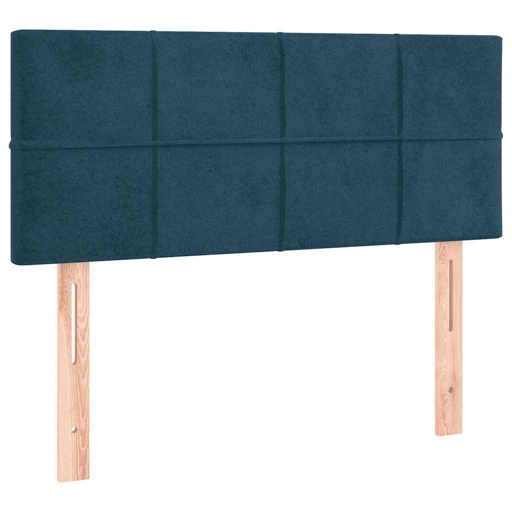 sötétkék bársony rugós ágy matraccal 100 x 200 cm