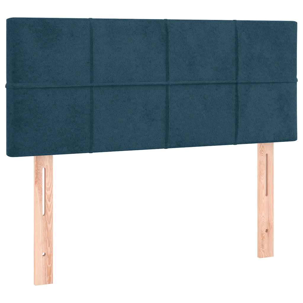 sötétkék bársony rugós ágy matraccal 120 x 200 cm