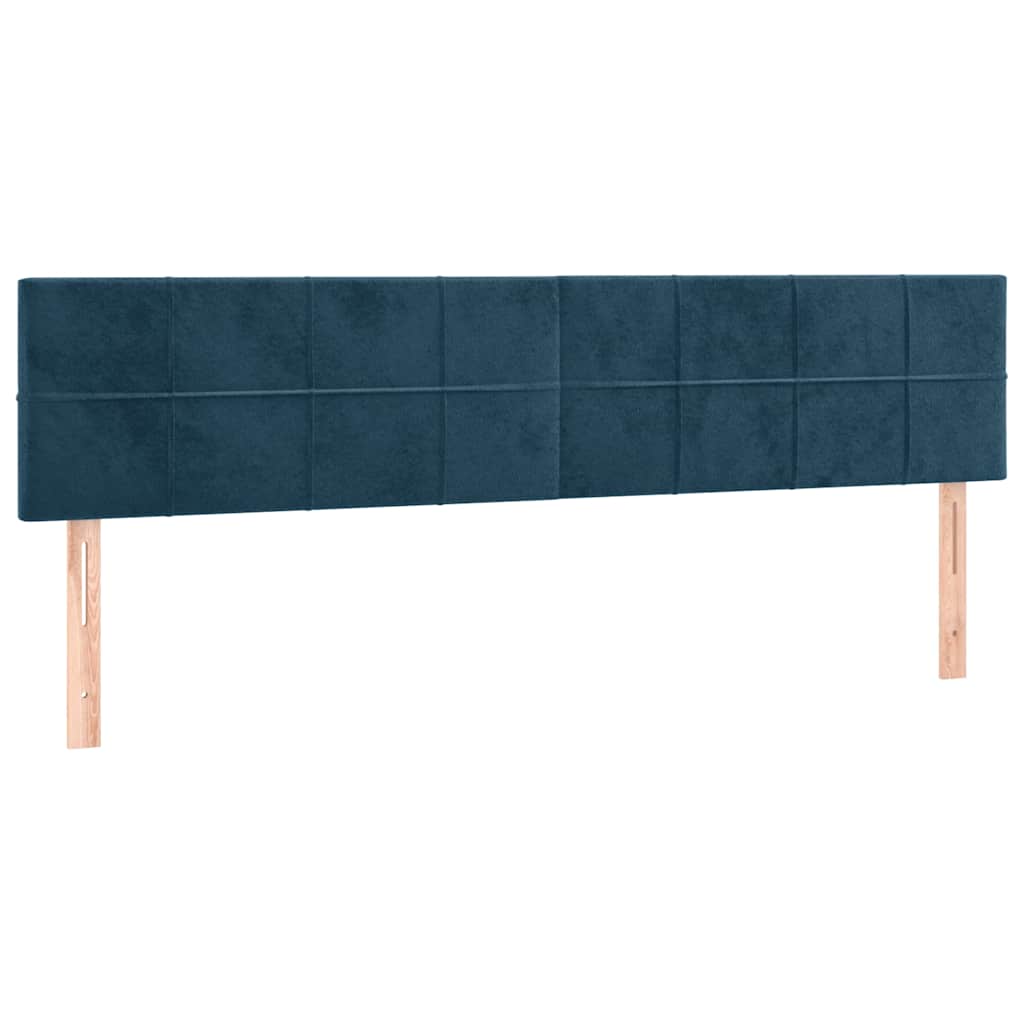 sötétkék bársony rugós ágy matraccal 160x200 cm