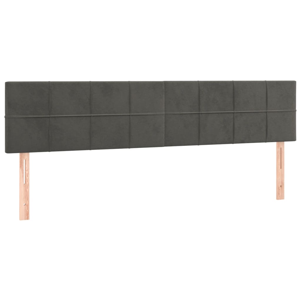 sötétszürke bársony rugós ágy matraccal 200x200 cm
