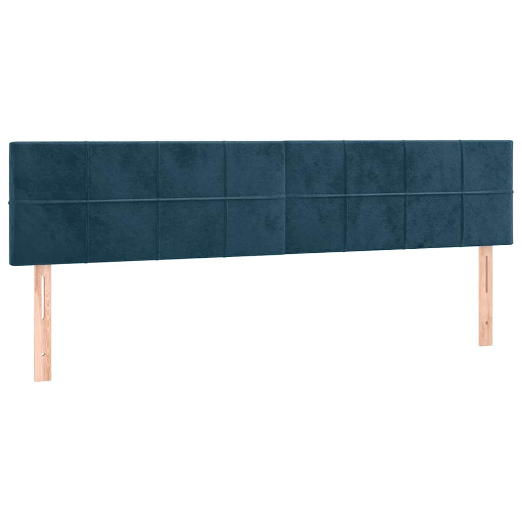 sötétkék bársony rugós ágy matraccal 200x200 cm