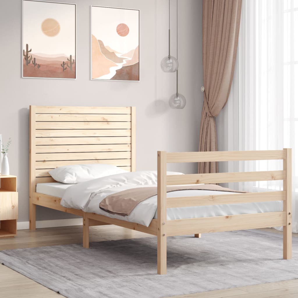 tömör fa ágykeret fejtámlával 100 x 200 cm