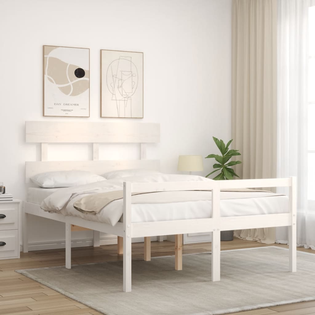fehér tömör fa ágy időseknek fejtámlával 120x200 cm
