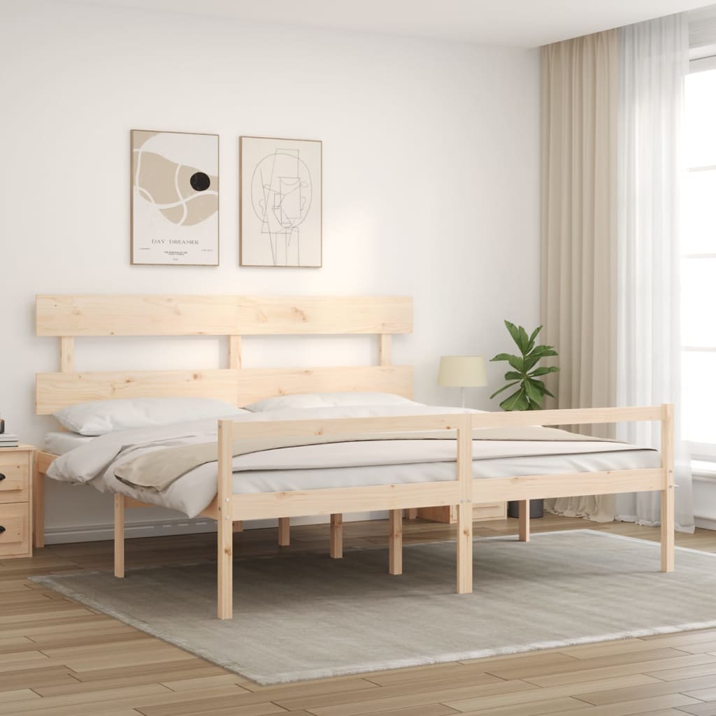tömör fa ágy időseknek fejtámlával 200x200 cm