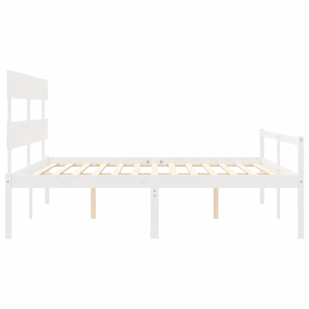 fehér tömör fa ágy időseknek fejtámlával 200x200 cm