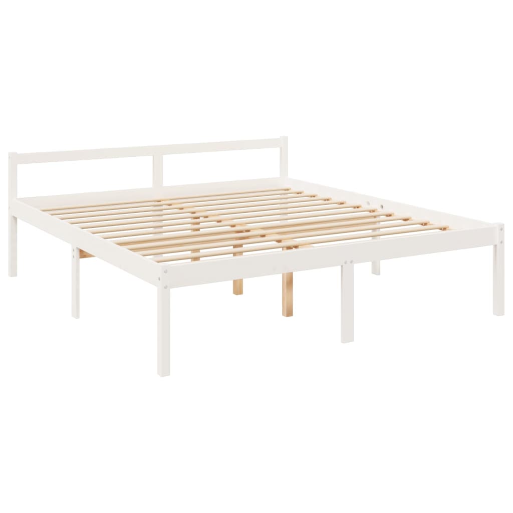 fehér tömör fa ágy időseknek fejtámlával 200x200 cm