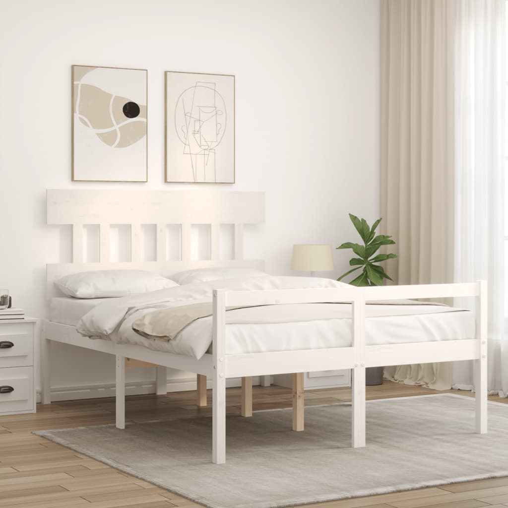 fehér tömör fa ágy időseknek fejtámlával 140x190 cm