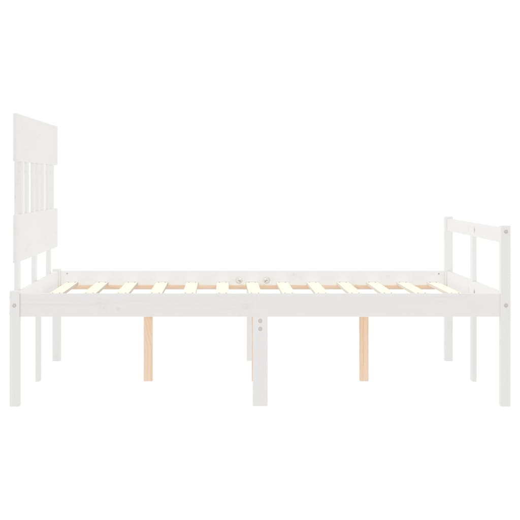 fehér tömör fa ágy időseknek fejtámlával 140x190 cm