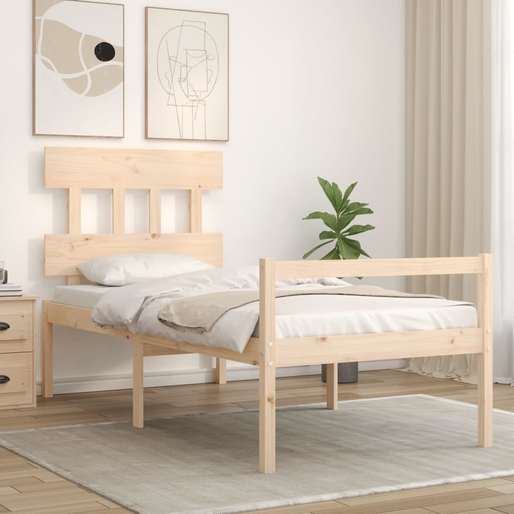 tömör fa ágy időseknek fejtámlával 90x200 cm