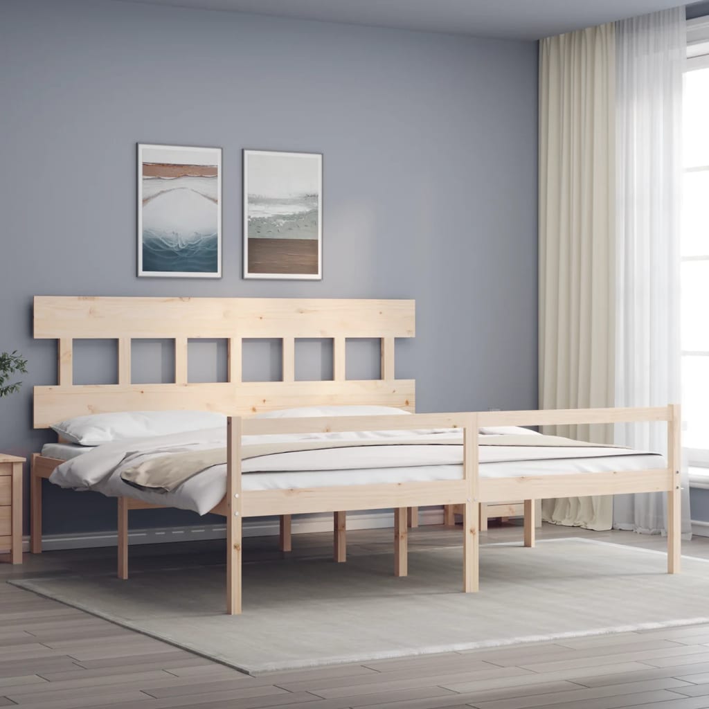 tömör fa ágy időseknek fejtámlával 200x200 cm